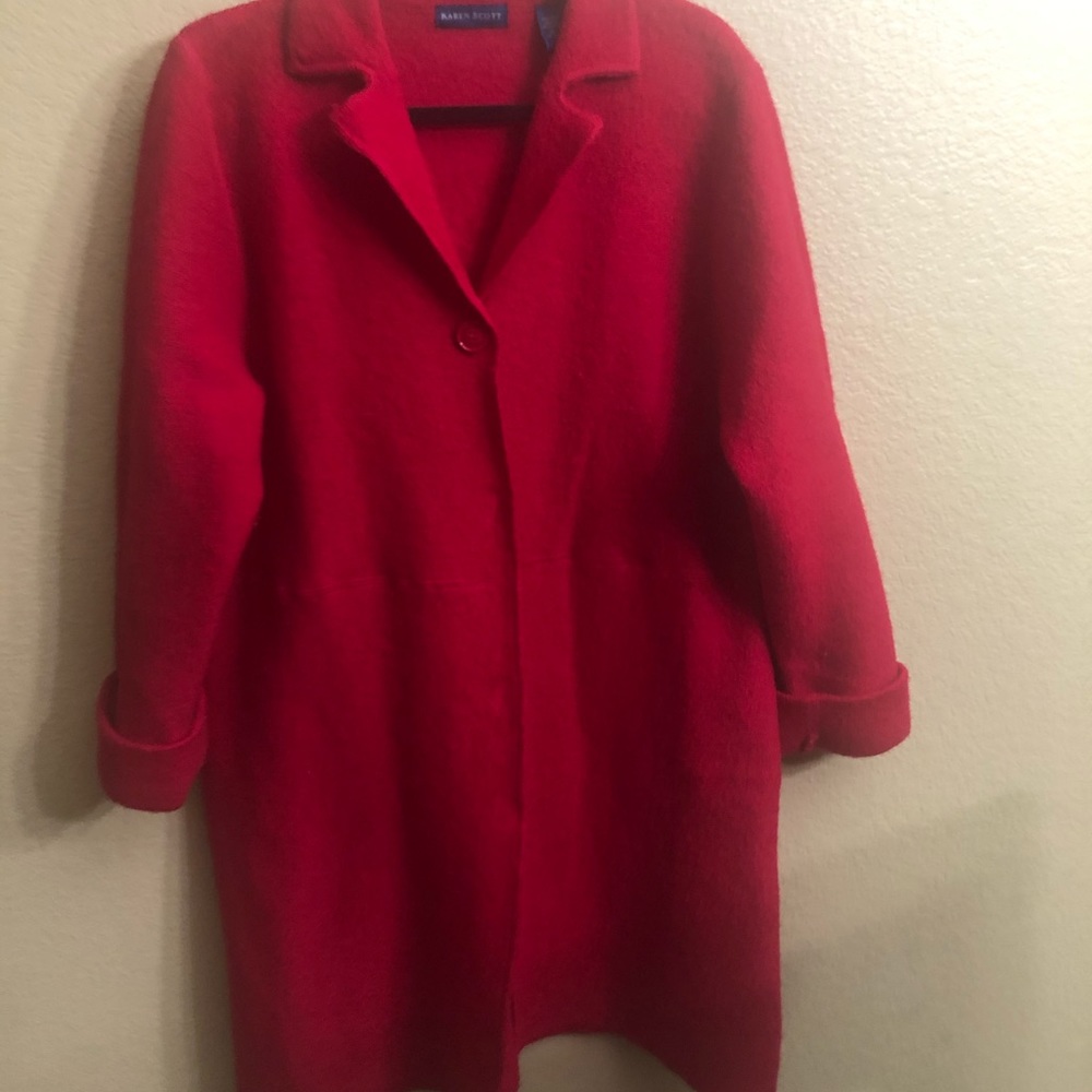 Red wool trench coat